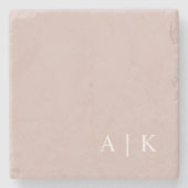 Einfache Minimale Monogramm Pink-Eigene Initialen Steinuntersetzer (Vorderseite)