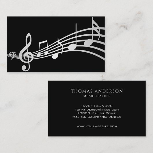 Einfache minimale musikalische Noten | Visitenkart Visitenkarte (Vorne/Hinten)