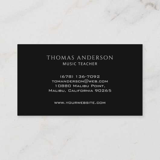 Einfache minimale musikalische Noten | Visitenkart Visitenkarte (Rückseite)