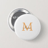 einfache minimale Name monogramm orange braun thr Button (Vorne & Hinten)