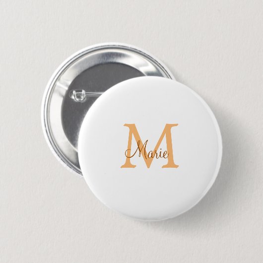 einfache minimale Name monogramm orange braun thr Button (Vorne & Hinten)