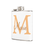 einfache minimale Name monogramm orange braun thr Flachmann (Links)