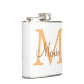 einfache minimale Name monogramm orange braun thr Flachmann (Rechts)