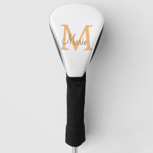 einfache minimale Name monogramm orange braun thr Golf Headcover