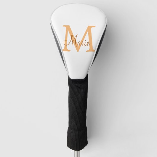 einfache minimale Name monogramm orange braun thr Golf Headcover (Vorderseite)