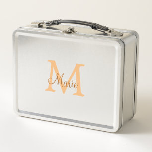 einfache minimale Name monogramm orange braun thr Metall Brotdose