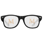 einfache minimale Name monogramm orange braun thr Partybrille (Vorderseite)