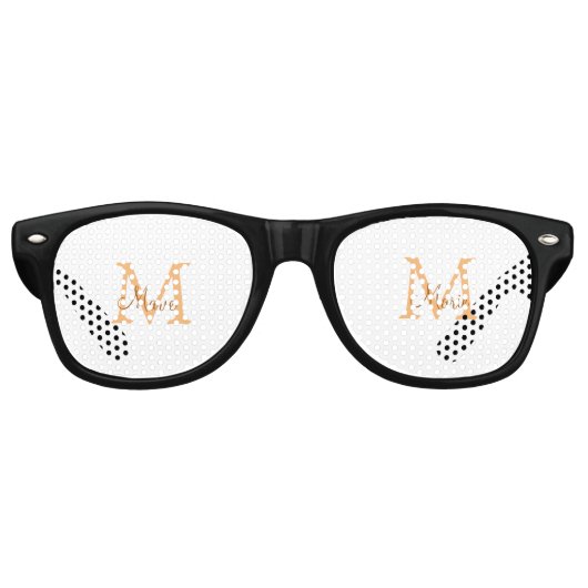 einfache minimale Name monogramm orange braun thr Partybrille (Vorderseite)