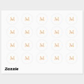 einfache minimale Name monogramm orange braun thr Runder Aufkleber (Blatt)