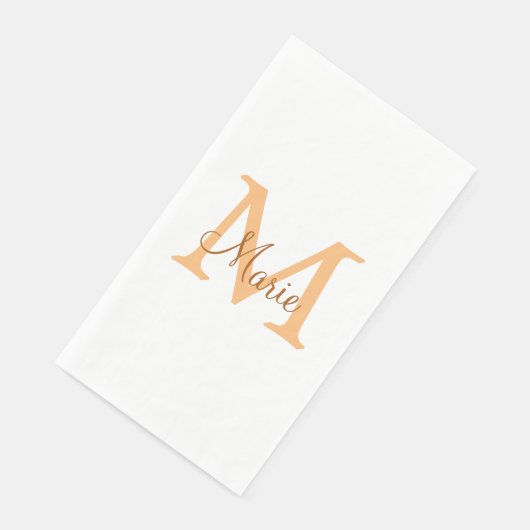 einfache minimale Name monogramm orange braun thr Serviette (Ecke)