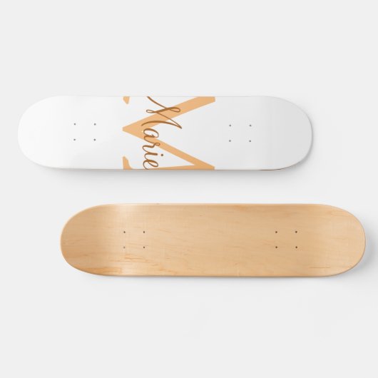 einfache minimale Name monogramm orange braun thr Skateboard (Horizontal)