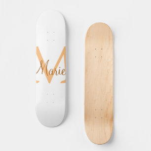 einfache minimale Name monogramm orange braun thr Skateboard