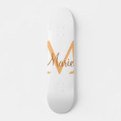 einfache minimale Name monogramm orange braun thr Skateboard (Vorne)