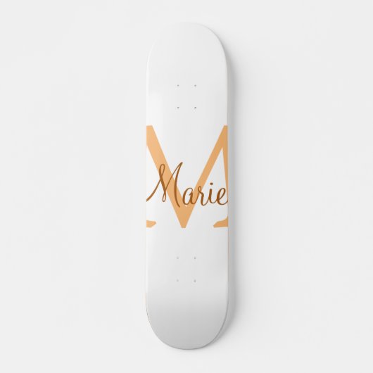 einfache minimale Name monogramm orange braun thr Skateboard (Vorne)