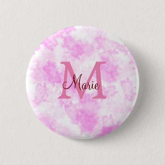 einfache minimale Name Monogramm rosa roter Wurf p Button (Vorderseite)