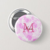 einfache minimale Name Monogramm rosa roter Wurf p Button (Vorne & Hinten)