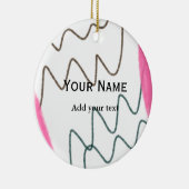 Einfache minimale Orangenstreifen Wasserfarbe Name Keramik Ornament (Rechts)