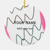 Einfache minimale Orangenstreifen Wasserfarbe Name Keramik Ornament (Hinten)