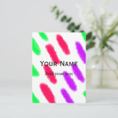 Einfache minimale Orangenstreifen Wasserfarbe Name Postkarte (Stehend Vorderseite)