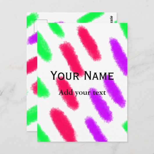 Einfache minimale Orangenstreifen Wasserfarbe Name Postkarte (Vorne/Hinten)