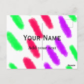 Einfache minimale Orangenstreifen Wasserfarbe Name Postkarte (Rückseite)