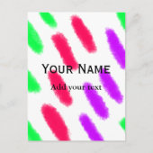 Einfache minimale Orangenstreifen Wasserfarbe Name Postkarte (Vorderseite)