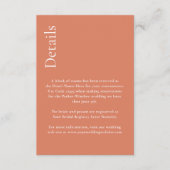 Einfache minimale Orangenzitrus-Hochzeitdetails Begleitkarte (Vorderseite)