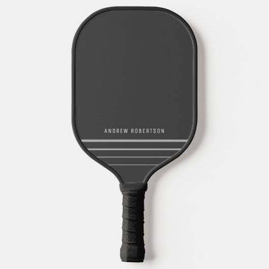 Einfache minimale Personalisierte Bezeichnung Grau Pickleball Schläger (Rückseite)