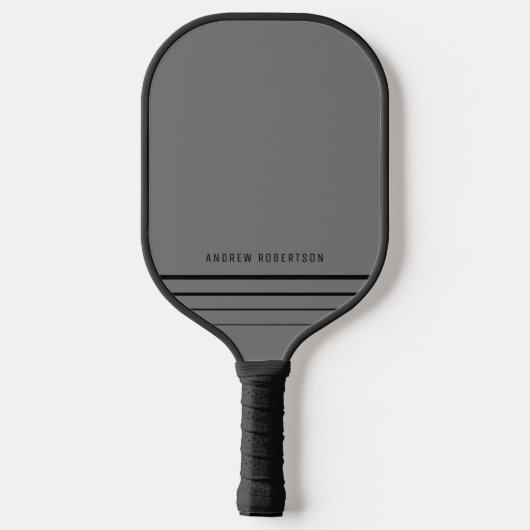 Einfache minimale Personalisierte Bezeichnung Grau Pickleball Schläger (Rückseite)