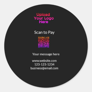 Einfache minimale Prüfung zum Bezahlen des Add QR Runder Aufkleber