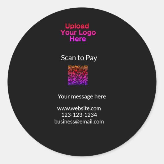 Einfache minimale Prüfung zum Bezahlen des Add QR Runder Aufkleber (Vorderseite)