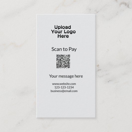 Einfache minimale Prüfung zum Bezahlen des Add QR  Visitenkarte (Vorderseite)