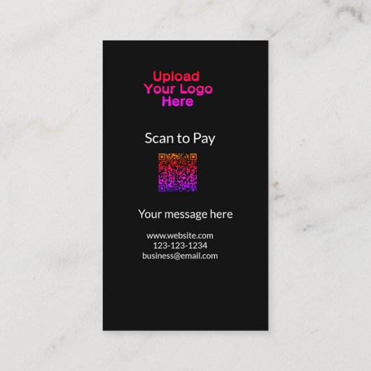 Einfache minimale Prüfung zum Bezahlen des Add QR  Visitenkarte (Rückseite)