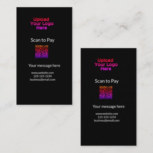 Einfache minimale Prüfung zum Bezahlen des Add QR Visitenkarte (Vorne/Hinten)