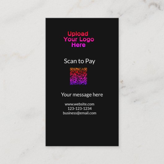 Einfache minimale Prüfung zum Bezahlen des Add QR Visitenkarte (Vorderseite)