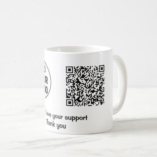 Einfache minimale q r Code hinzufügen Logo Social Kaffeetasse (VorderseiteRechts)