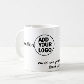 Einfache minimale q r Code hinzufügen Logo Social Kaffeetasse (Vorderseite Links)