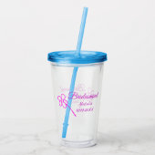 Einfache minimale rosa Bridesaid fügen den Text fü Acryltrinkbecher (Rückseite)