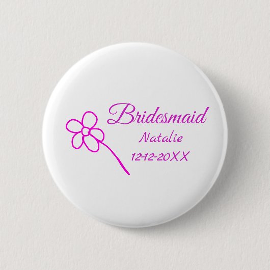 Einfache minimale rosa Bridesaid fügen den Text fü Button (Vorderseite)