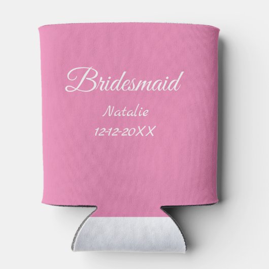 Einfache minimale rosa Bridesaid fügen den Text fü Dosenkühler (Rückseite)