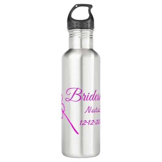 Einfache minimale rosa Bridesaid fügen den Text fü Edelstahlflasche (Vorderseite)