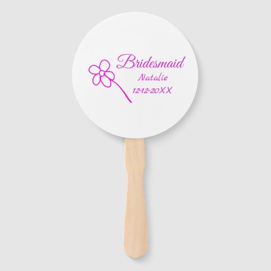 Einfache minimale rosa Bridesaid fügen den Text fü Fächer (Vorderseite)