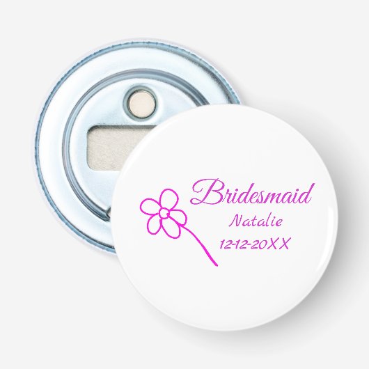 Einfache minimale rosa Bridesaid fügen den Text fü Flaschenöffner (Vorderseite)