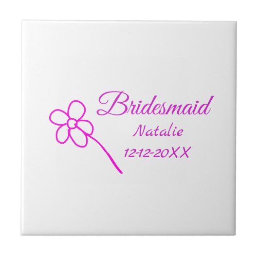 Einfache minimale rosa Bridesaid fügen den Text fü Fliese (Vorderseite)