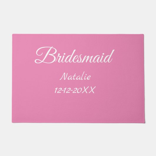 Einfache minimale rosa Bridesaid fügen den Text fü Fußmatte (Vorderseite)