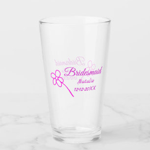 Einfache minimale rosa Bridesaid fügen den Text fü Glas