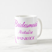 Einfache minimale rosa Bridesaid fügen den Text fü Kaffeetasse (VorderseiteRechts)