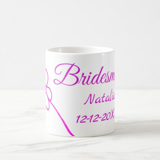 Einfache minimale rosa Bridesaid fügen den Text fü Kaffeetasse (Mittel)