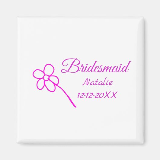 Einfache minimale rosa Bridesaid fügen den Text fü Magnet (Vorne)