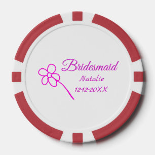 Einfache minimale rosa Bridesaid fügen den Text fü Pokerchips